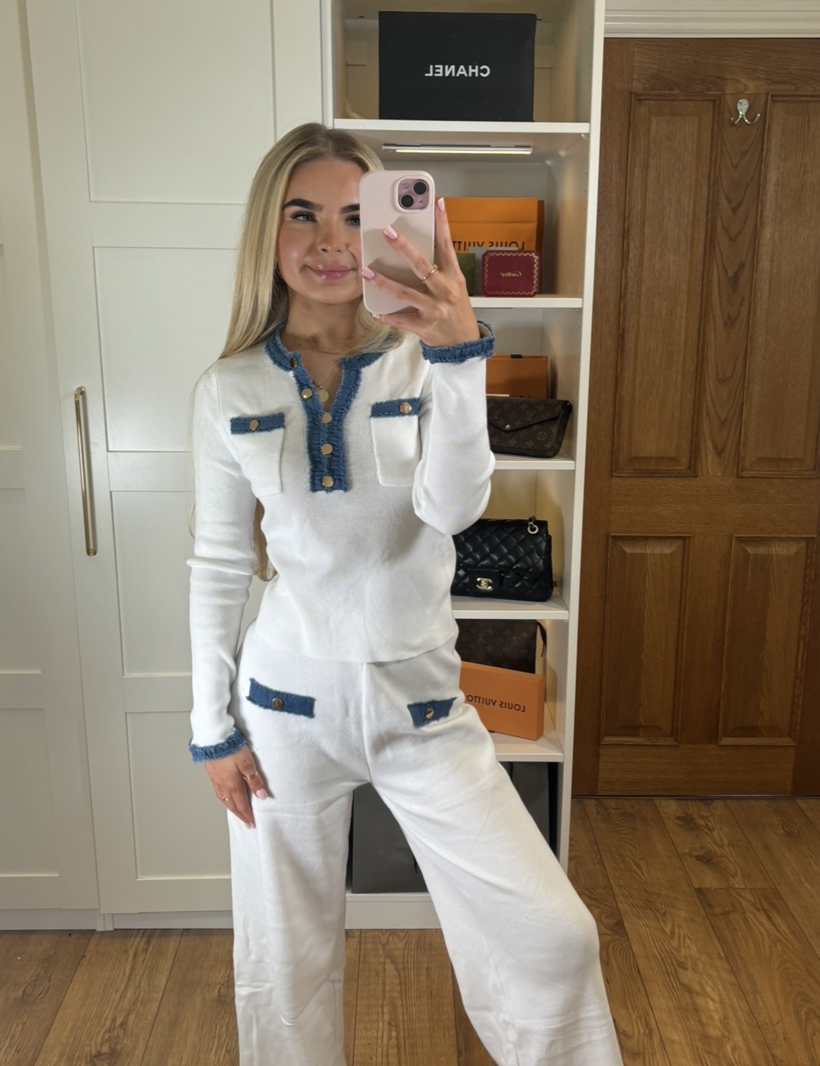 White and Denim Co-ord Lounge Set