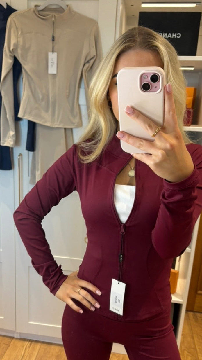 Burgundy Zip Up Gym Set