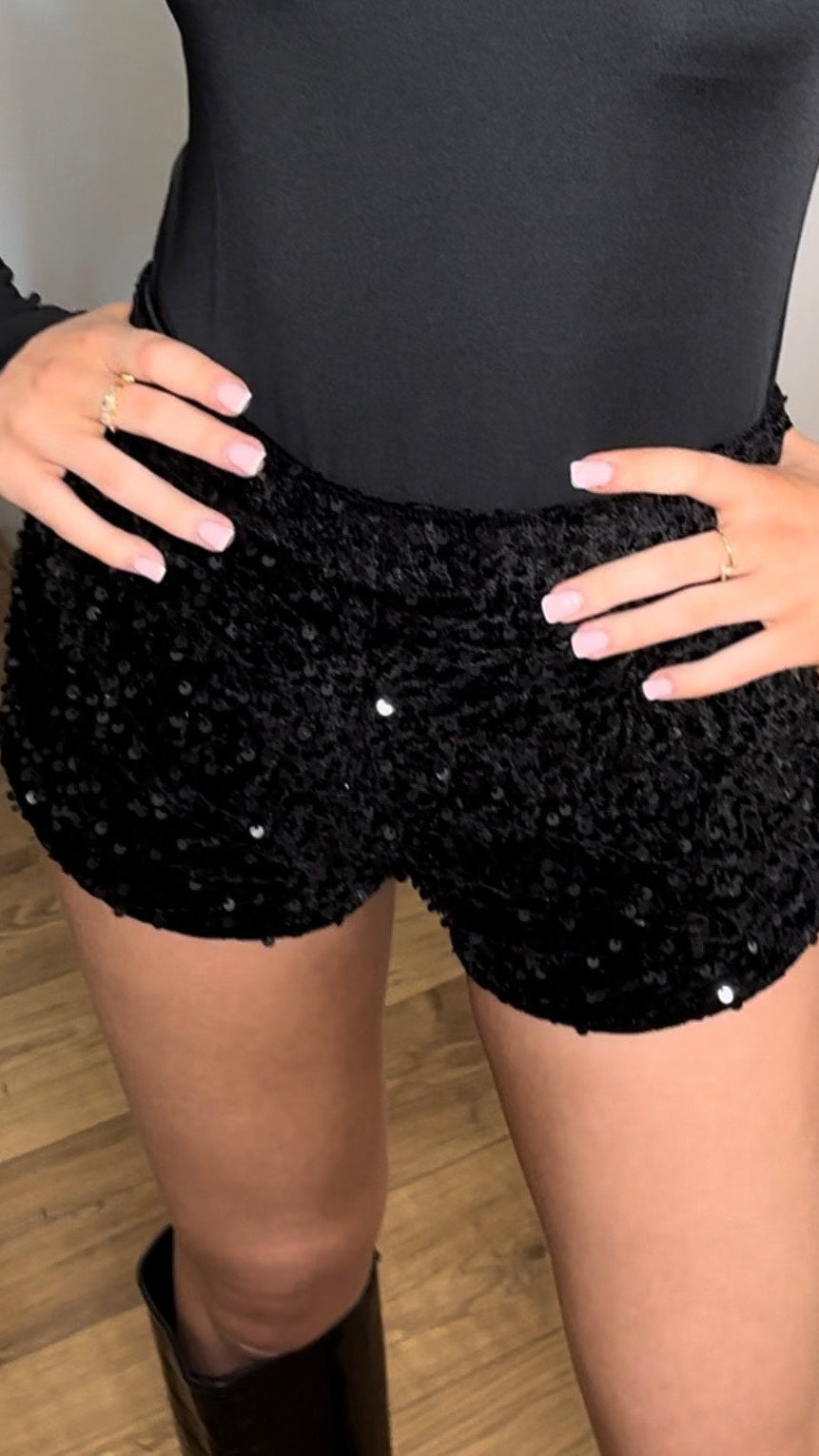 Black Sequin Shorts