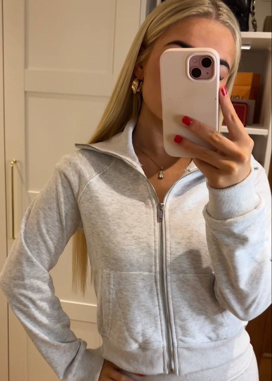 Grey Zip Up Flared Tracksuit