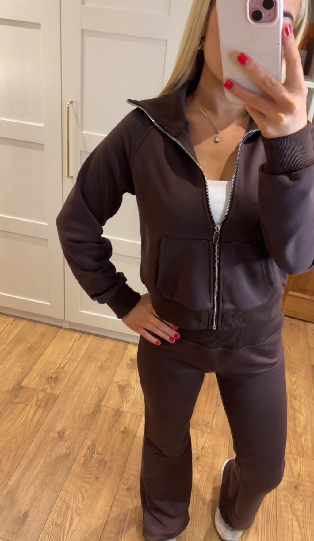 Chocolate Zip Up Flared Tracksuit