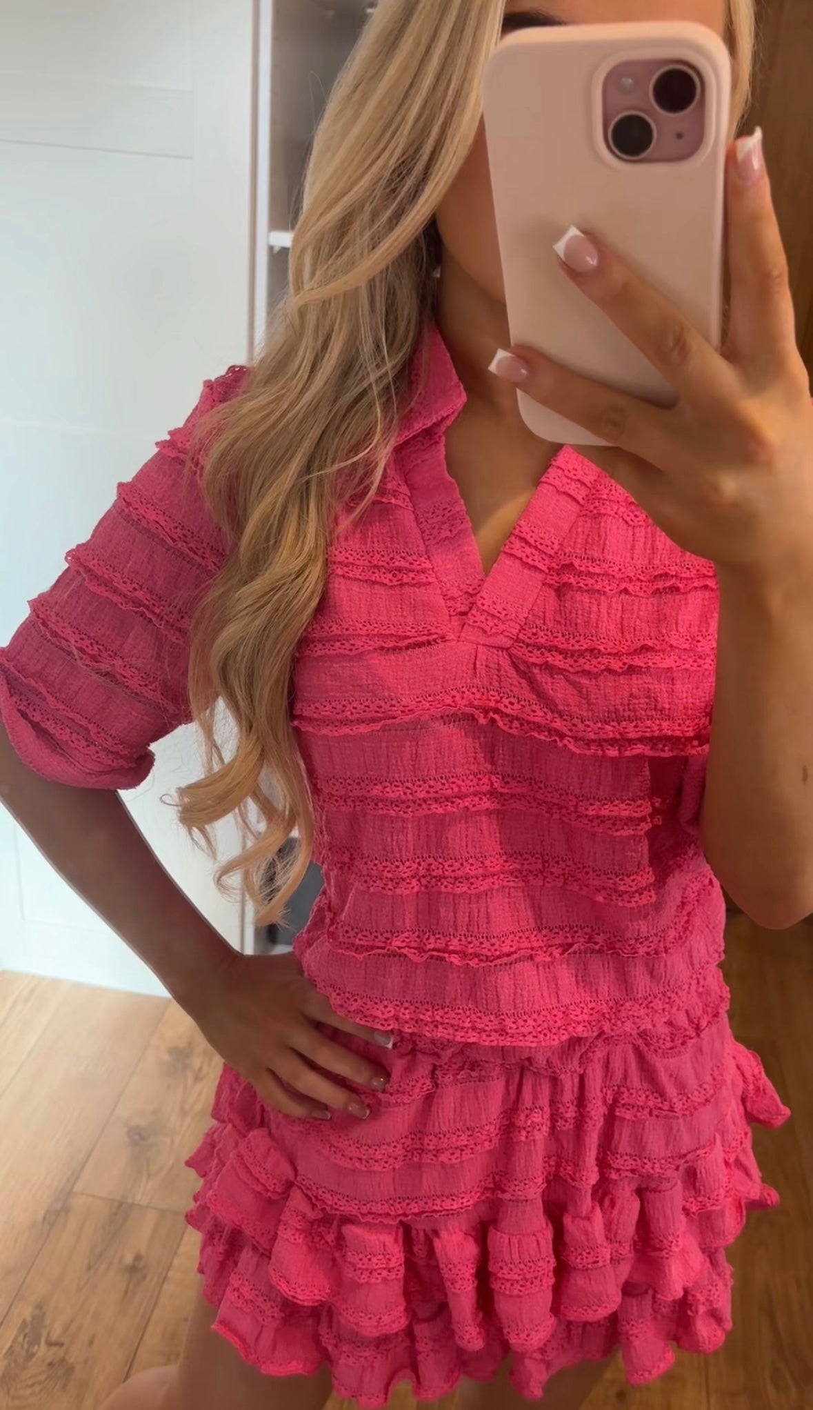 Hot Pink Ruffle Co- Ord